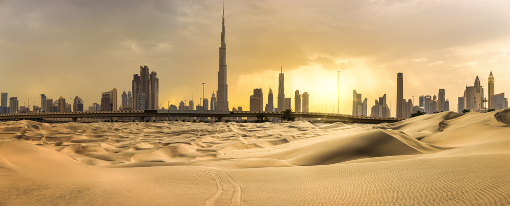 Dubai skyline rising from the desert